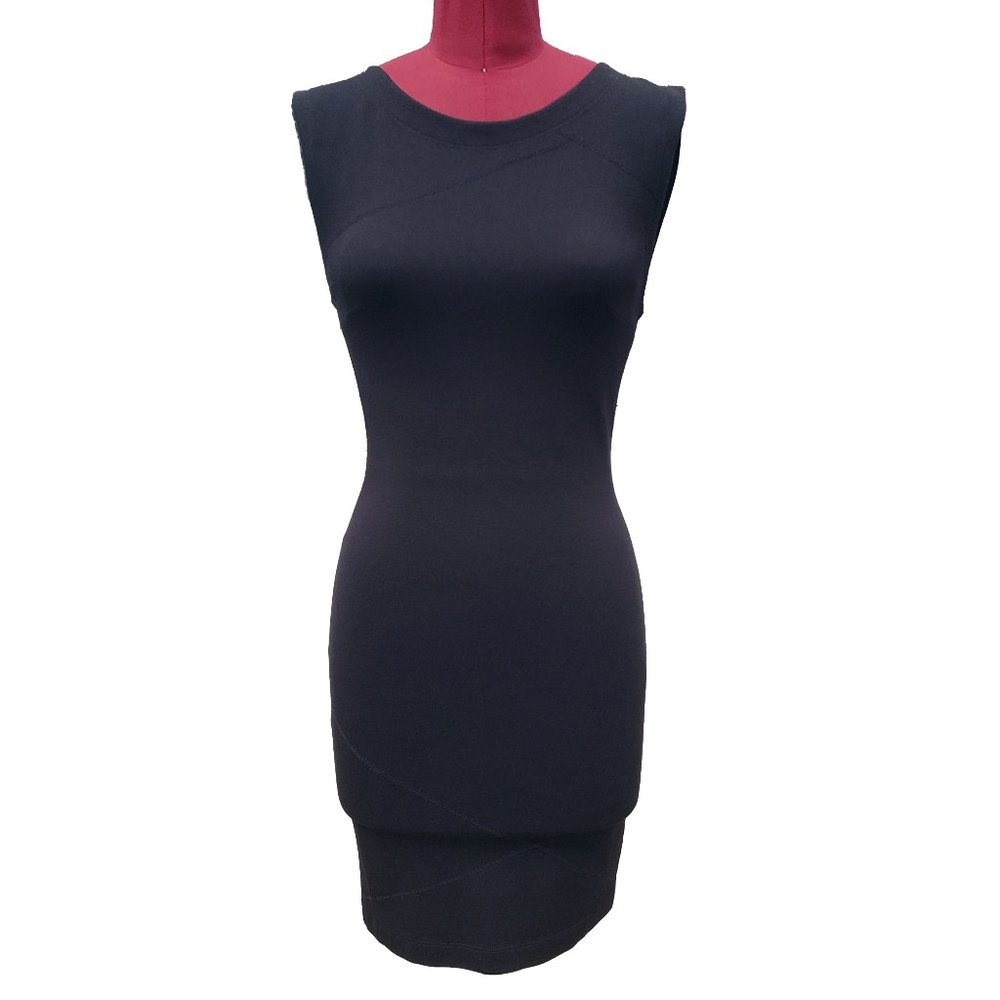 Alice + Olivia Bodycon Dress Xsmall Black Knit Cutout Back Sleeveless Short